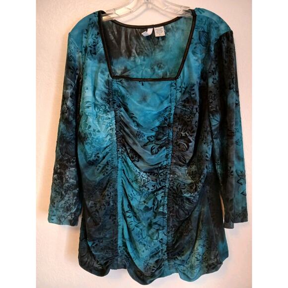 Sami & JO Babydoll Stretch Top Women's XL Blue Black Whimsigoth Fairy Goth Dark - Picture 12 of 12